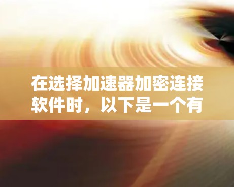 在选择加速器加密连接软件时，以下是一个有条理的决策指南，帮助您根据具体需求做出明智的选择