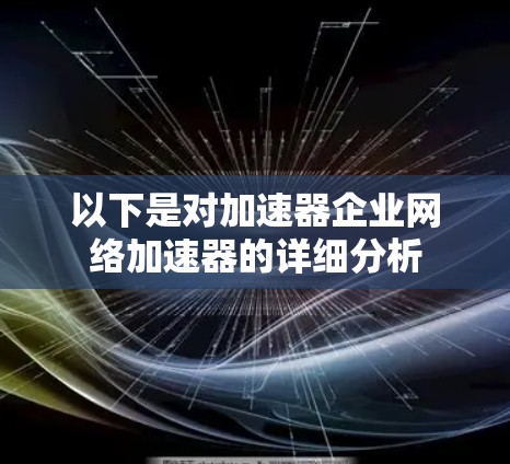以下是对加速器企业网络加速器的详细分析