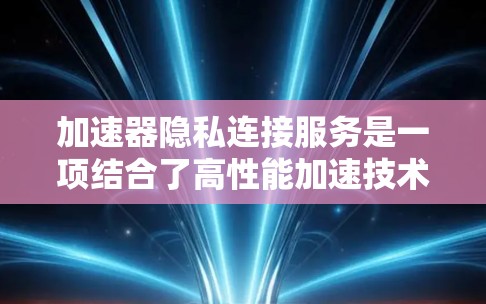 加速器隐私连接服务是一项结合了高性能加速技术和强大隐私保护措施的解决方案，旨在为用户提供安全且高效的数据传输和存储服务。以下是对这一服务的详细分析
