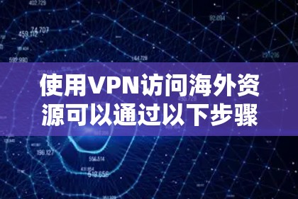 使用VPN访问海外资源可以通过以下步骤实现