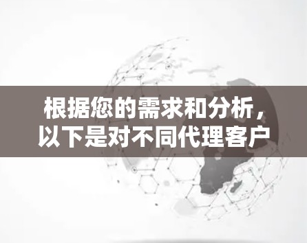 根据您的需求和分析，以下是对不同代理客户端的对比和推荐