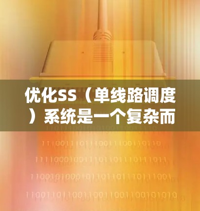 优化SS（单线路调度）系统是一个复杂而系统性的工程，需要从多个维度进行全面评估和改进。以下是一个结构化的优化计划，帮助您有效提升SS系统的性能和稳定性