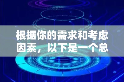 根据你的需求和考虑因素，以下是一个总结和推荐