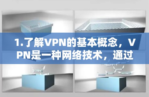 1.了解VPN的基本概念，VPN是一种网络技术，通过加密连接保护数据隐私，允许用户访问受限制的网站或服务